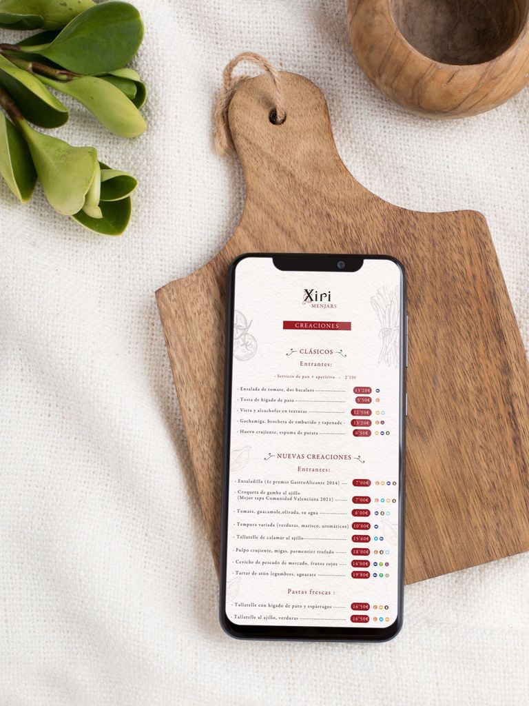 Diseño de carta digital · Restaurante Xiri