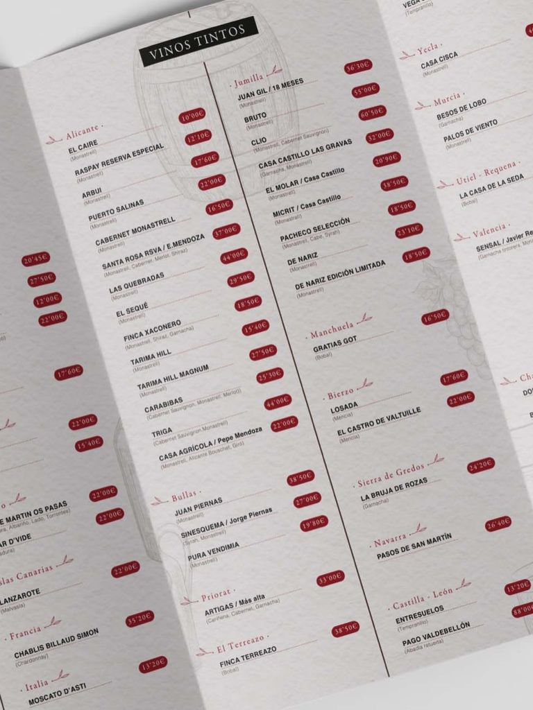 Carta física · Restaurante Xiri